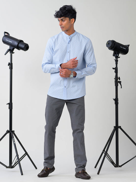 Mao collared LS shirt