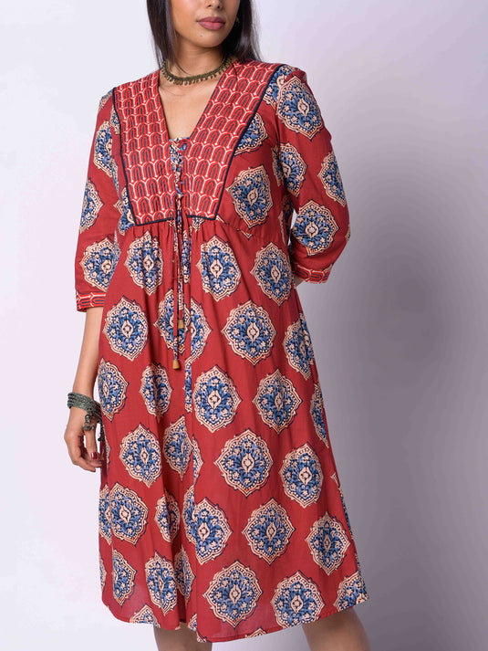 Printed Dress With Yoke