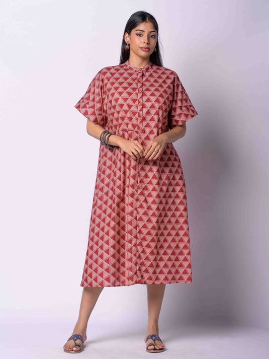 Long Length Chinese Collar Dress