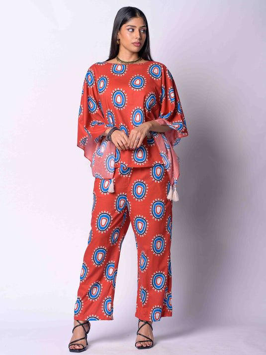 Printed Kaftan With Tassels