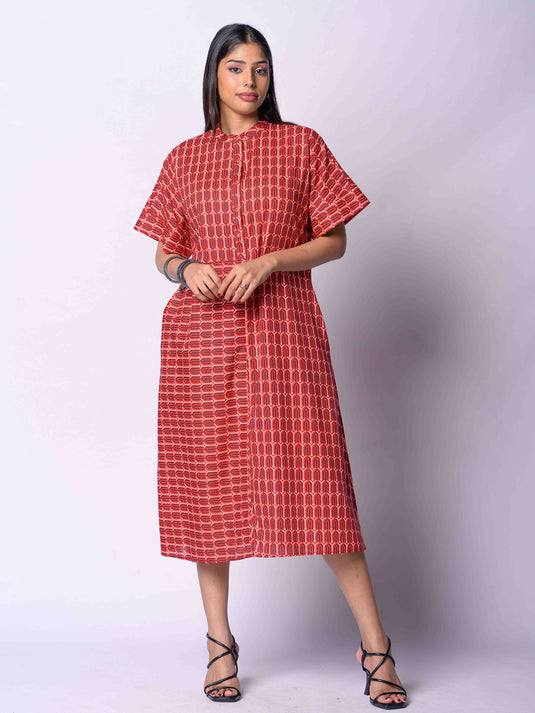 Long Length Chinese Collar Dress