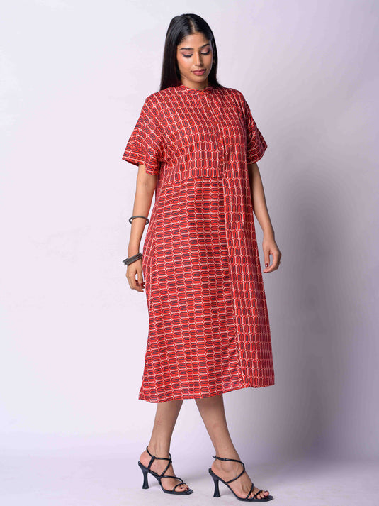 Long Length Chinese Collar Dress