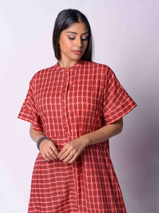 Long Length Chinese Collar Dress