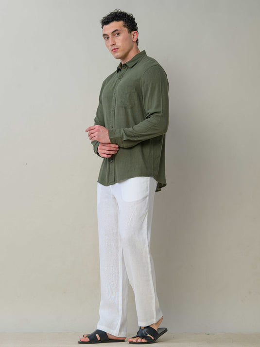 Linen Button Down Long Sleeve Shirt