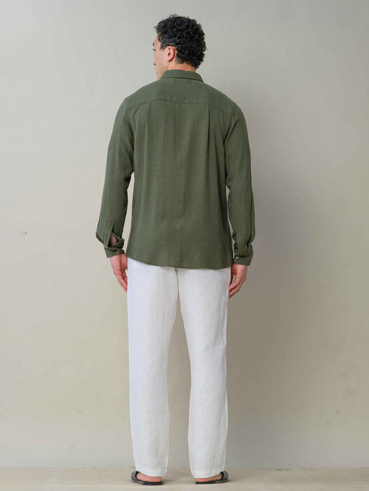 Linen Button Down Long Sleeve Shirt