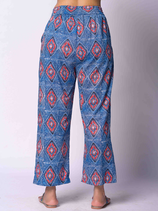 Printed drawcord crop pant