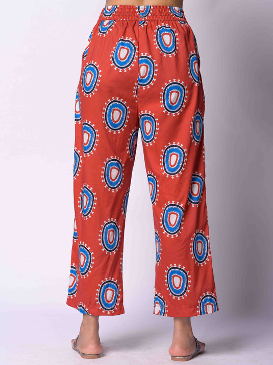 Printed drawcord crop pant