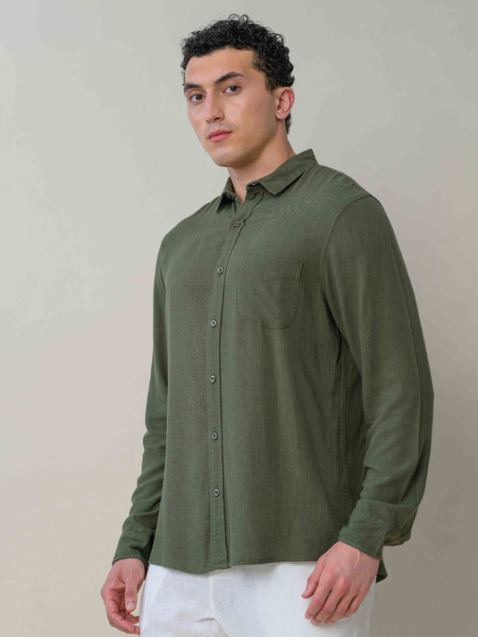 Linen Button Down Long Sleeve Shirt