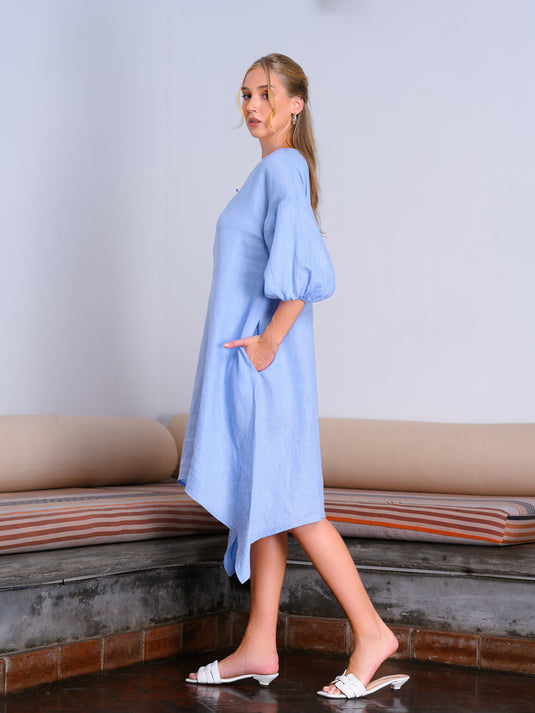 Midi Dress With Asymmetical Hem
