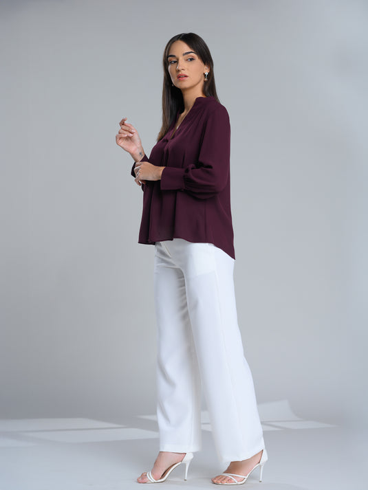 Long sleeve blouse with wide cuff