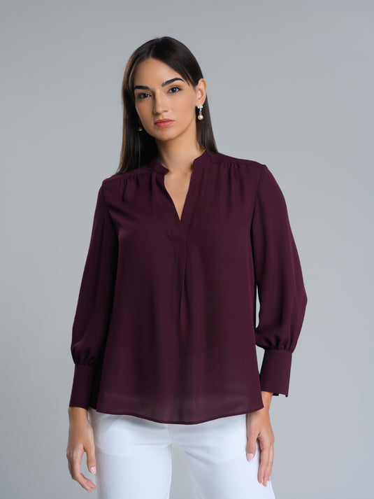Long sleeve blouse with wide cuff