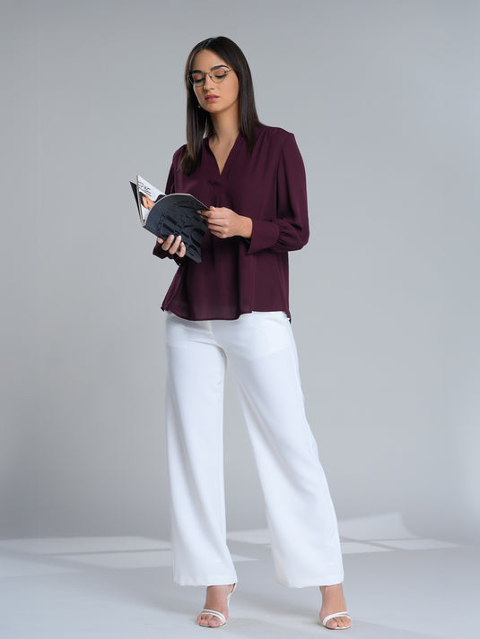 Long sleeve blouse with wide cuff