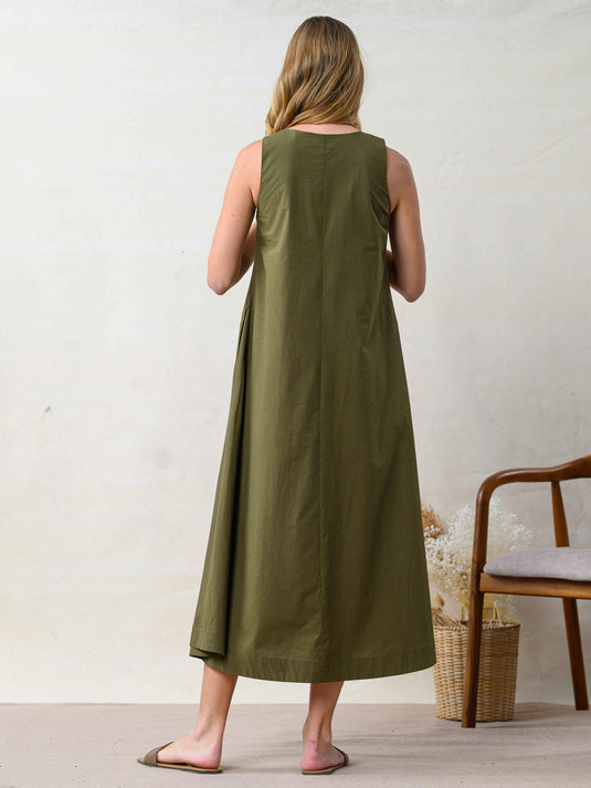 V neck trapeze maxi dresss