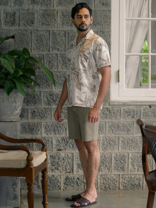 Printed Cuban Collar S/S Shirt