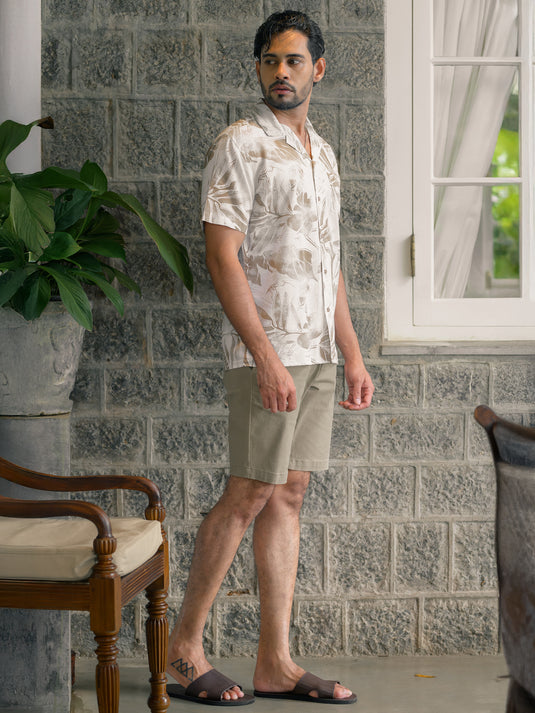 Printed Cuban Collar S/S Shirt