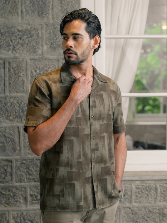 Printed Cuban Collar S/S Shirt