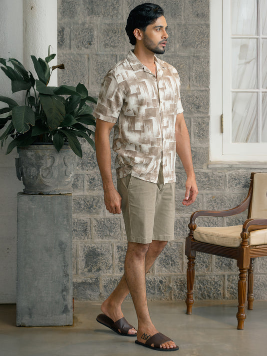 Printed Cuban Collar S/S Shirt
