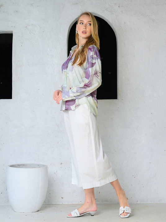 Printed drop shoulder blouse