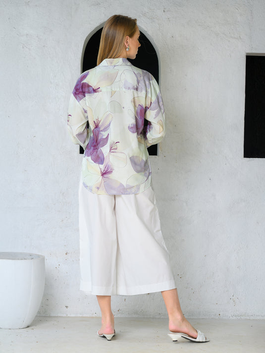 Printed drop shoulder blouse