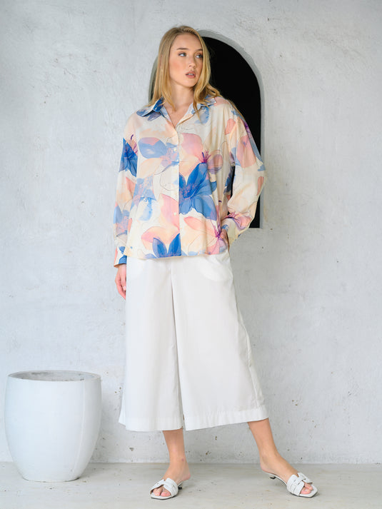 Printed drop shoulder blouse