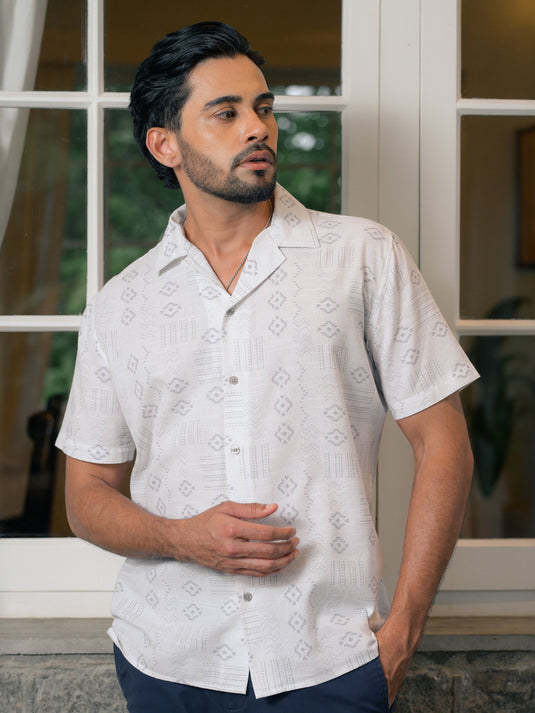 Printed Cuban Collar S/S Shirt