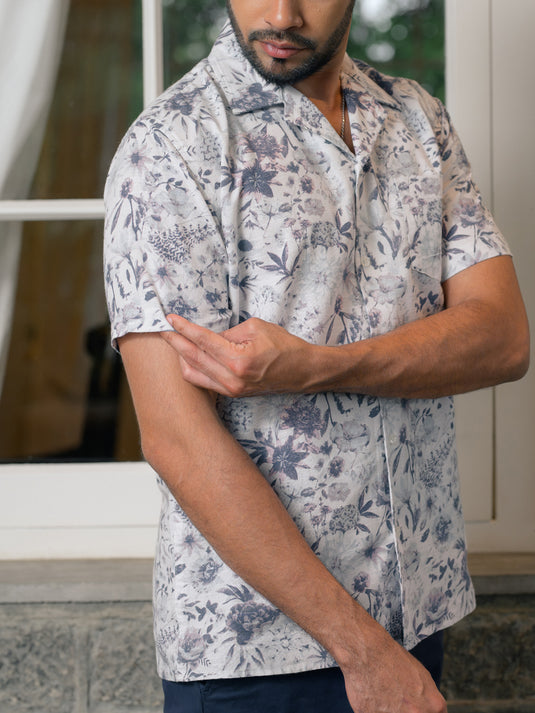 Printed Cuban Collar S/S Shirt