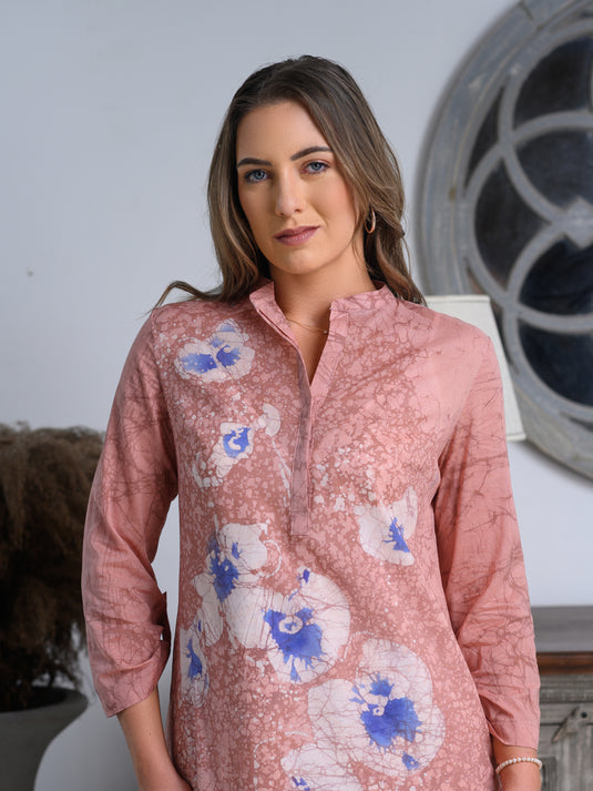 Batik hand painted shirt dress