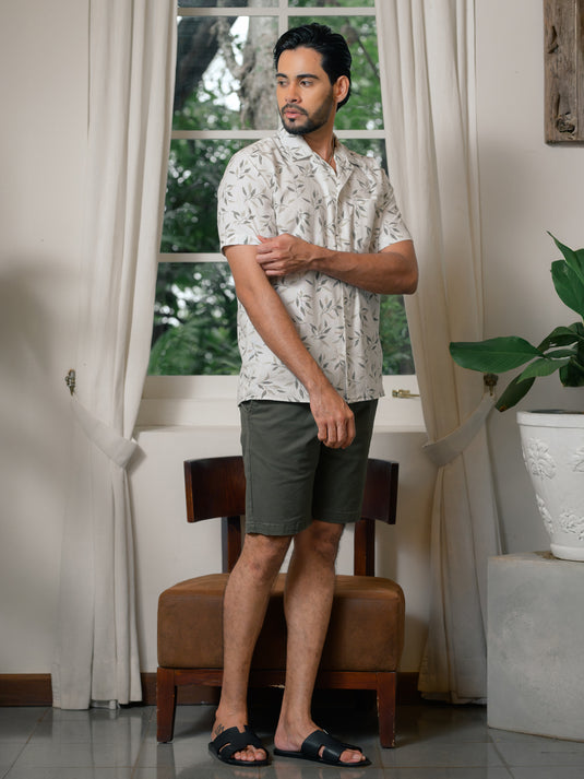 Printed Cuban Collar S/S Shirt