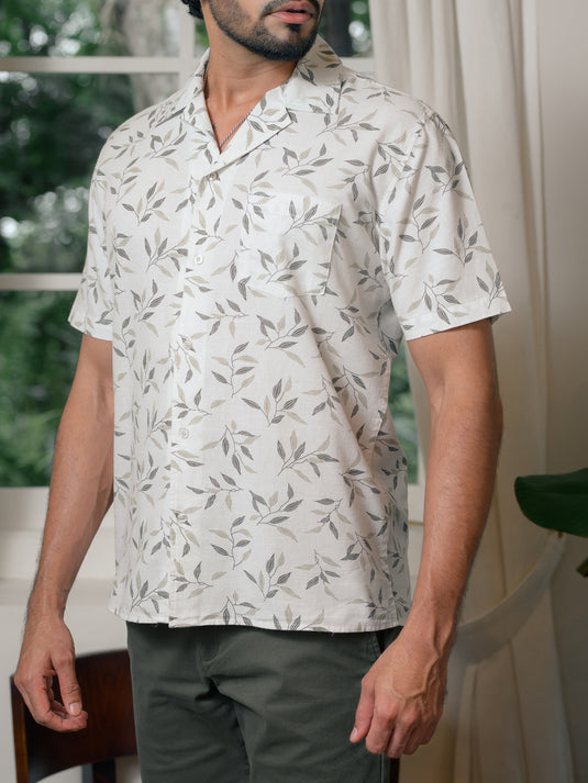 Printed Cuban Collar S/S Shirt