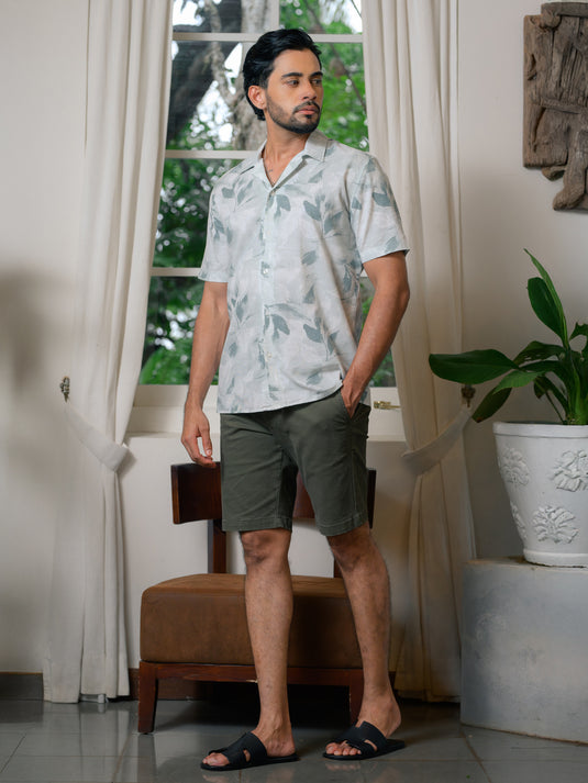 Printed Cuban Collar S/S Shirt