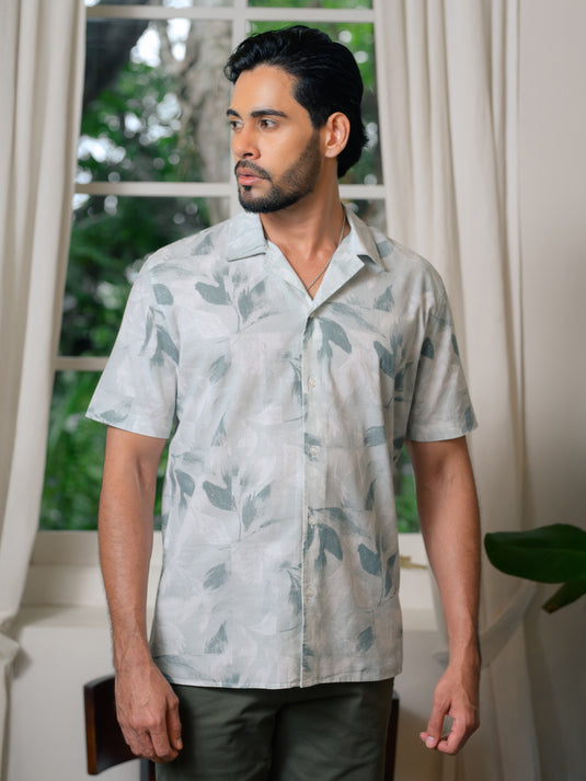 Printed Cuban Collar S/S Shirt