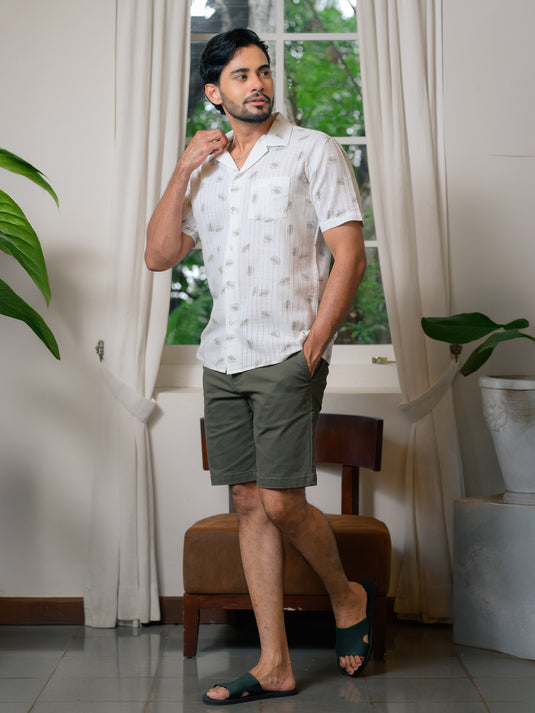 Printed Cuban Collar S/S Shirt
