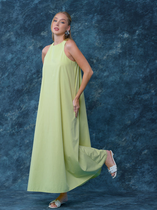 Sleeveless Round neck Trapeze maxi Dress