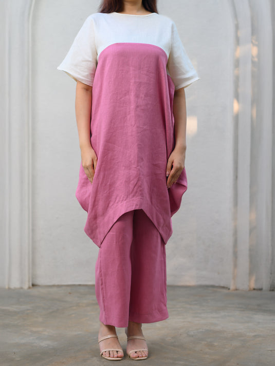 Premium linen colour block tunic