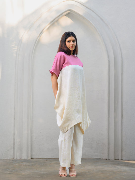 Premium linen colour block tunic