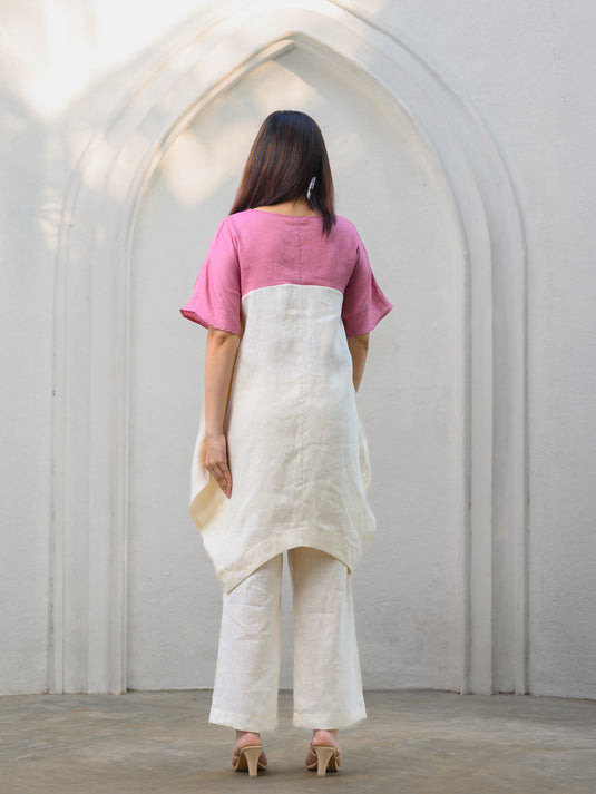 Premium linen colour block tunic