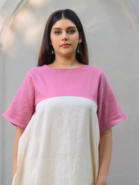 Premium linen colour block tunic