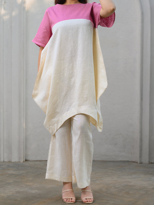 Premium linen colour block tunic