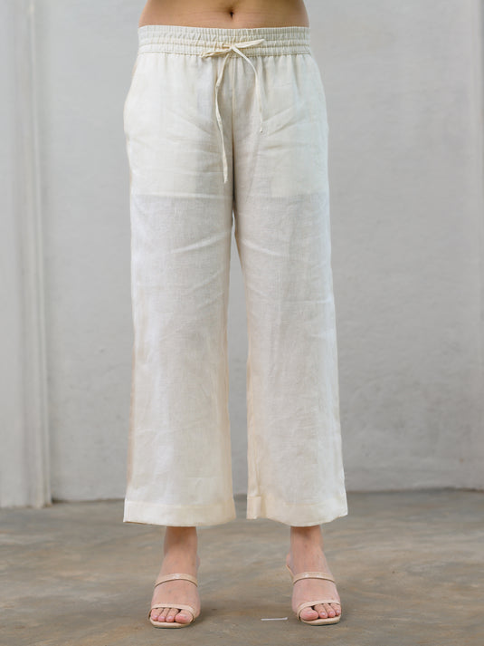 Premium linen basic drawcord pant