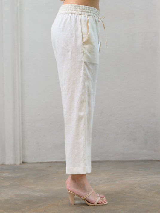 Premium linen basic drawcord pant