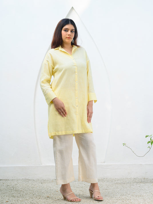 Premium linen oversize shirt with hand embroidery