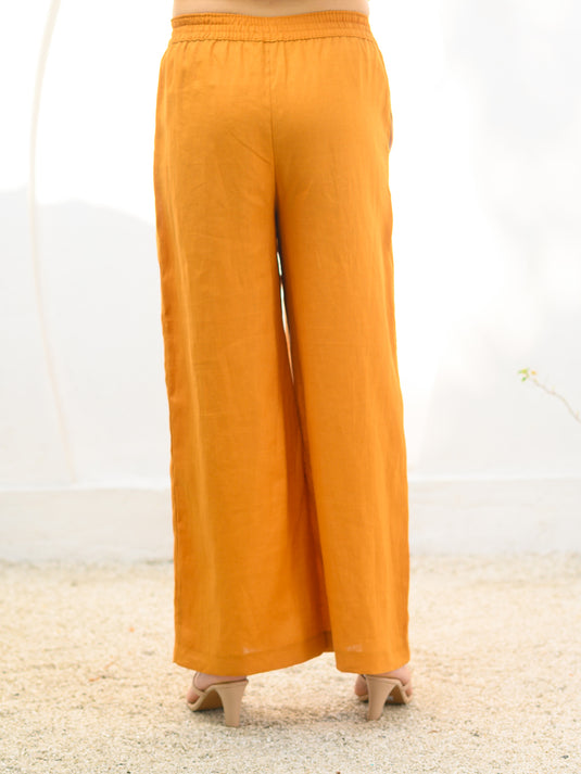 Premium linen elasticated waist pant with contrast piping detail
