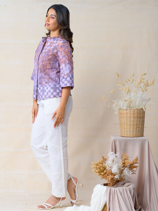 Cuff detailed bell sleeve batik top
