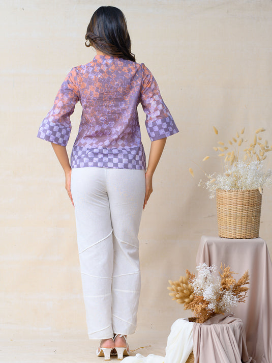 Cuff detailed bell sleeve batik top