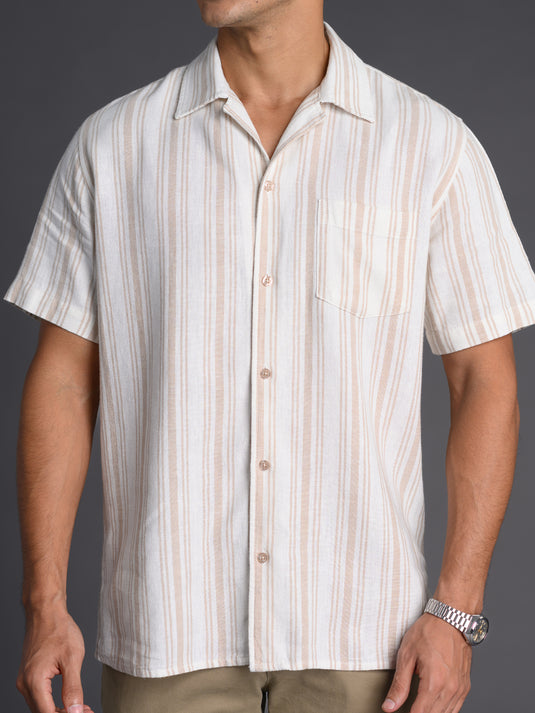 Casual Wear Cuban Collar Short Sleeve  Shirt