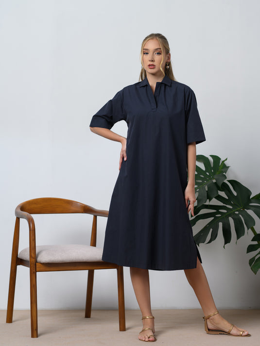 Basic shift dress with collar