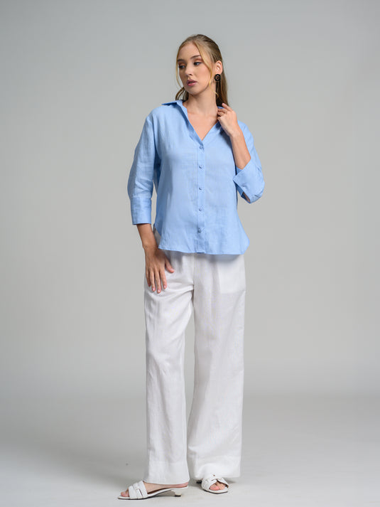 Basic button down linen blouse