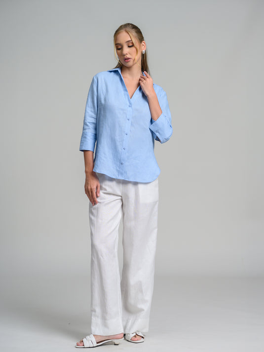 Basic button down linen blouse
