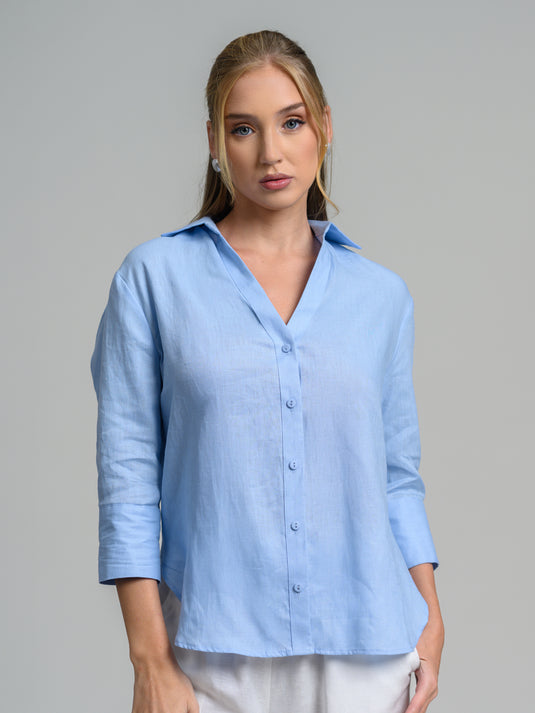 Basic button down linen blouse