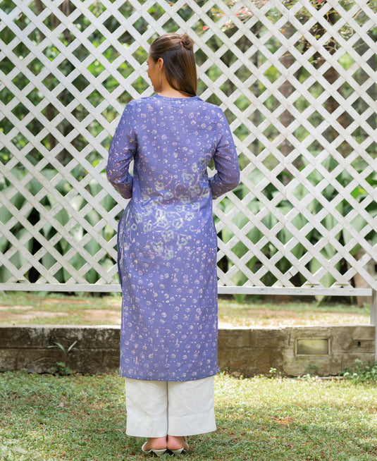 Batik v-neck long basic kurtha top